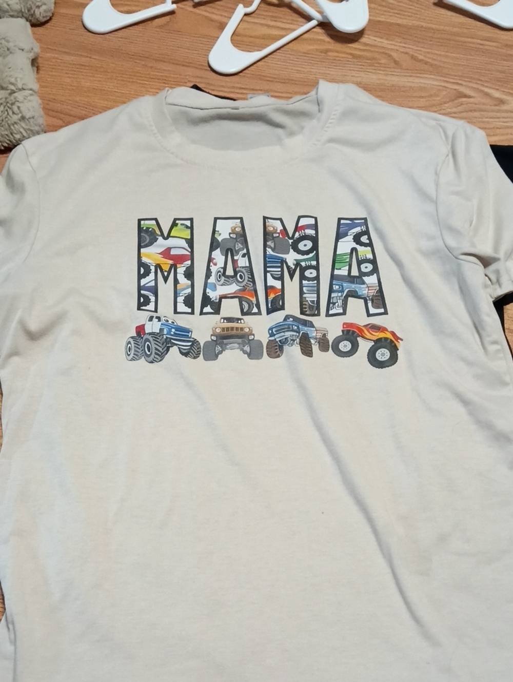 MAMA Graphic Tee with Monster Truck Print - Cream